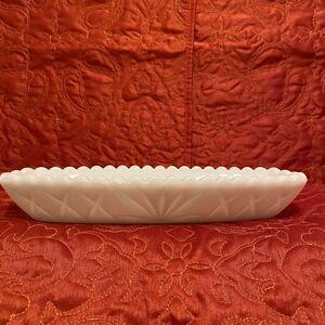 Vintage Milk Glass Asparagus/Vegetable Serving Plate‎ 9.5"L X 4"W X 1 1/2"D